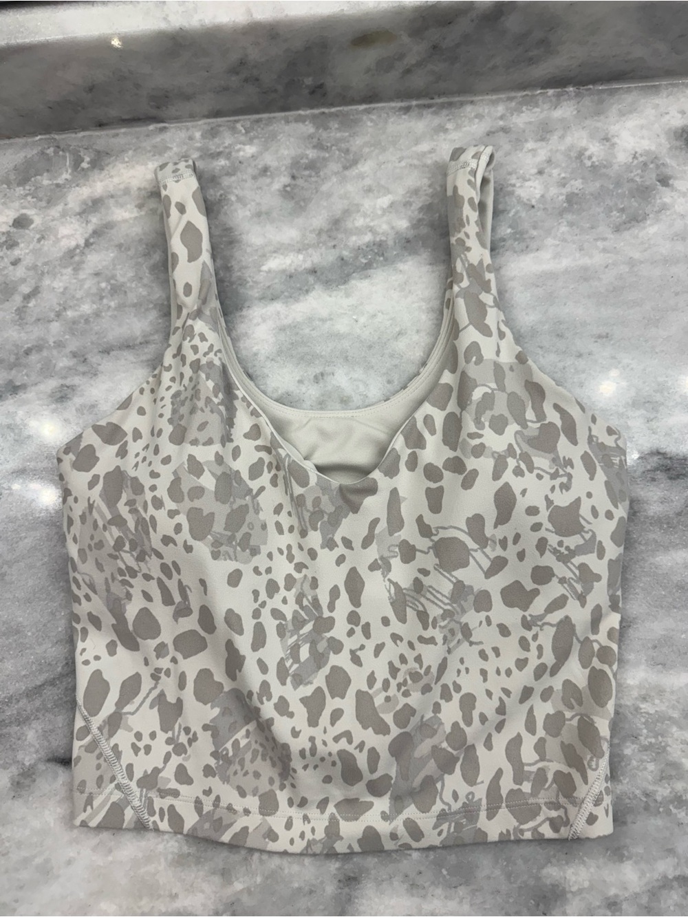 lululemon athletica Cream and Light Gray Printed Cropped Tank